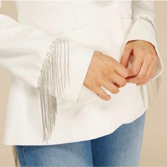 Athena Women’s open back silver chain white blazer jacket size small. - Picture 3 of 15